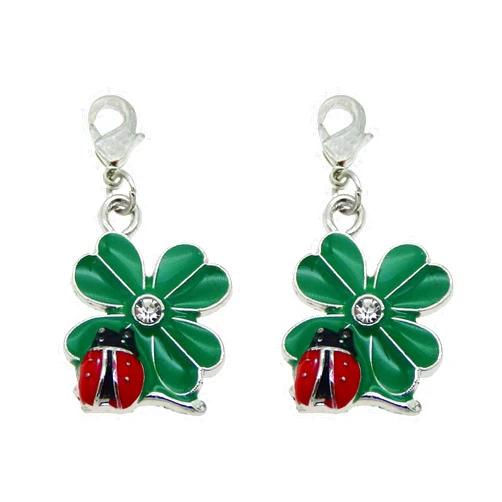 KIBANCHICHA-3223 Jewelry Making Charms Pendants, 12Pcs Enamel Clover Ladybug Pendant Necklace Bracelet Jewelry Making Accessories