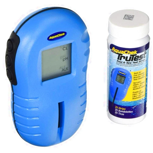636643 AquaChek Hot Tub Spa TruTest Digital Chlorine Test Strip Kit Reader, 25 Strips