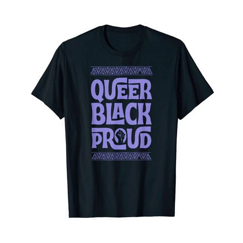 Queer Couple Gay Pride Stuff and Aesthetic Fashion Queer Black Proud Juneteenth Gay Pride BLM Fist Pride Month T-Shirt