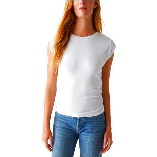Michael Stars Women's Joni Crew Neck Power Shoulder Top