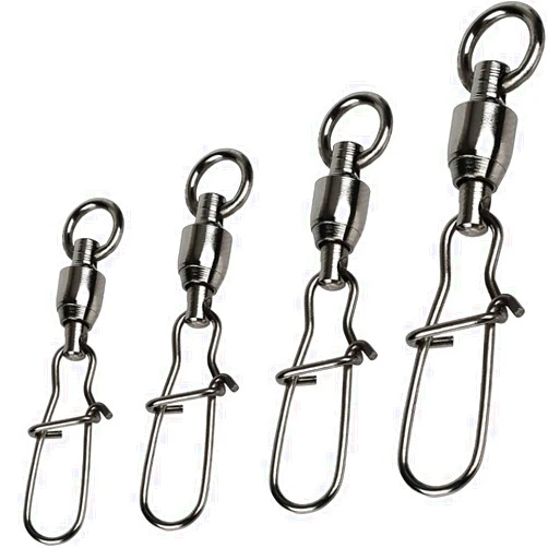 GERUITE Duo Lock Snap Fishing Swivels Ball Bearing Fishing Tackle Snap Swivels Free Rotation Fishing Line Connectors Ball Bearing Swivels Black Nickel for Saltwater Freshwater Fishing