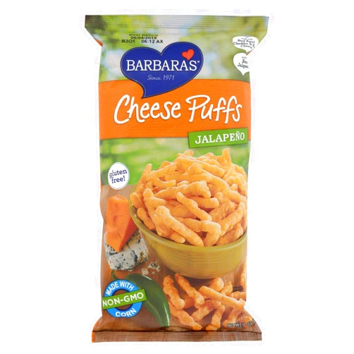 Barbara's Bakery Cheese Puffs - Jalapeno - Case of 12 - 7 oz.