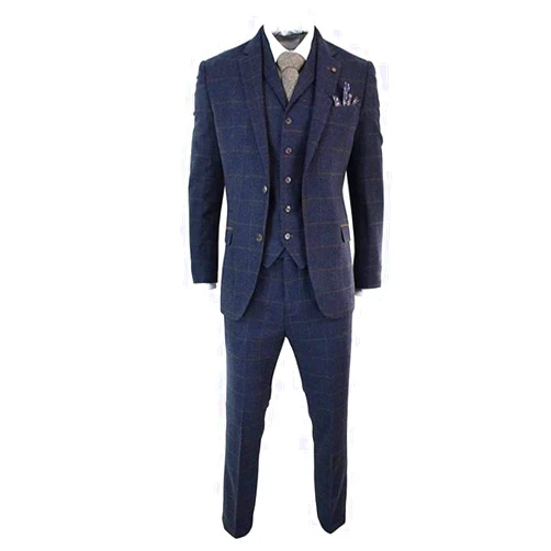 UMISS Men's Plaid Notch Lapel Suit Jacket Vest & Pants 3-Piece Suit Set