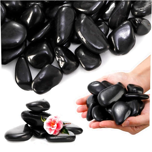 SOUJOY 15LBS Natural Polished Black River Rocks, 1-2 Inch Pebbles for Landscaping Outdoor, Smooth Decorative Stones for Plants, Flower Bed Fish Tank Gravel Garden Home Decor