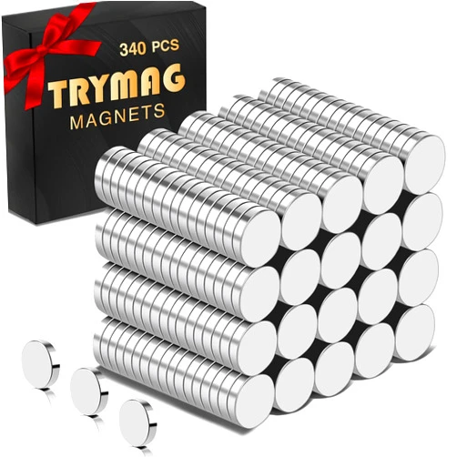 TRYMAG 340Pcs Small 4x1mm Mini Neodymium Magnets, Tiny Round Fridge Magnets Strong Rare Earth for Fridge, Whiteboard, Billboard, Hobbies, Dry Erase Board
