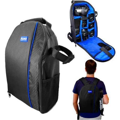 Acuvar BPACK03 Padded Backpack with Customizable Interior Padding and Rain Cover for SLR/DSLR Cameras, Action Digital Cameras, Drone For Canon Nikon Sony & Camera Lens Accessories