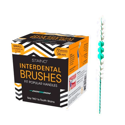 Staino Interdental Brush Refills, Microfine Minis, Small Cylindrical, 72 Brushes/36 Units Per Box