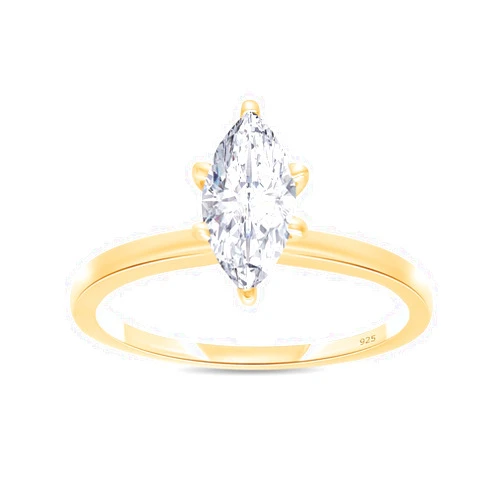AFFY Solitaire Engagement Ring For Women, Marquise Cut Cubic Zirconia or Moissanite Diamond Wedding Ring 14k Gold Over Sterling Silver & 10k Solid Gold Jewelry Gift for Her (0.50 to 1.00 CT)