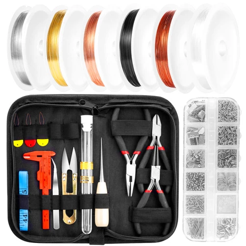 Mluchee Jewelry Wire Wrapping Jewelry Making Supplies Tools Kit - Including Jewelry Findings, Jewelry Tools, Wire Wrapping Kit, Jewelry Pliers for Repair, Wire Wrapping and Beading
