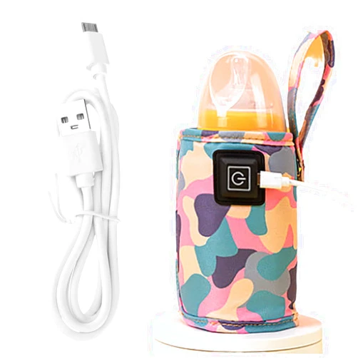 Vdhwter USB Milk Warmer Bag - 2023 New Fast Bottle Warmer for Travel, Portable Car Bottle Warmer for Travel, on The Go Bottle Warmer with USB Cables, Gentle Warmth Maintain Perfect Temperature (Pink)