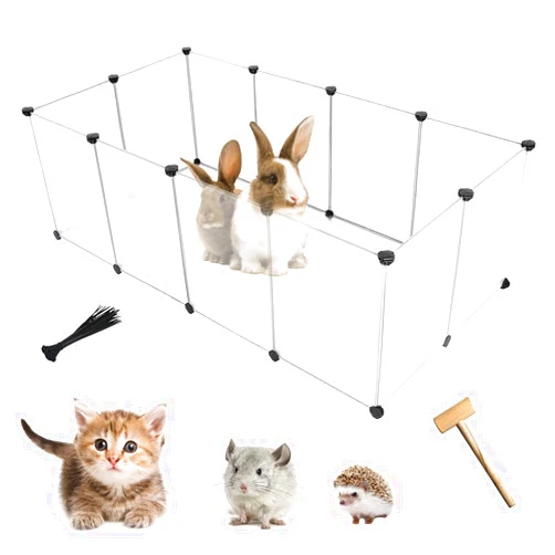 MUYG Pet Plastic Playpen,Rabbit Panels Small Animals Portable Yard Fence Rabbits DIY Outdoor & Indoor Fences,Kitten Breeding Crate for Hamster Bunny Puppy Hedgehogs Guinea Pig(12 Pcs)
