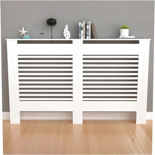 Wisfor High Radiator Cover Wood Cabinet: 36 Inch Height White Large Heater Covers Horizontal Slat Modern Tall Radiators Shelf Thicken MDF Wooden Bedroom Hallway Home Furniture for Living Room