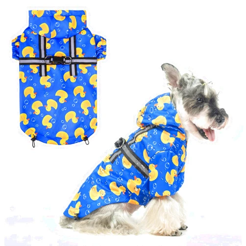 BEAUTYZOO Dog Raincoat Hooded with Harness Built-in for Small Medium Large Dogs Girls Boys, Dog Rain Jacket Slicker Poncho,Waterproof Dog Rain Coat Clothes for Winter Rainy Snowy Days, Yellow Duck, S
