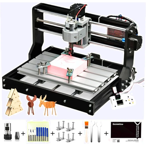 Genmitsu CNC 3018-PRO Router Kit GRBL Control 3 Axis Plastic Acrylic PCB PVC Wood Carving Milling Engraving Machine, XYZ Working Area 300x180x45mm