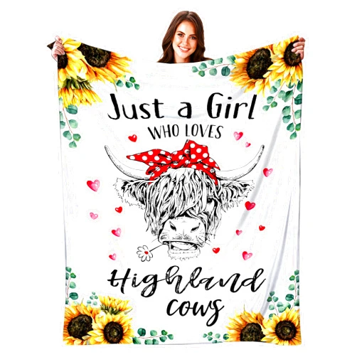LEISIFUL Highland Cow Blanket Gifts for Women Highland Cow Gifts for Highland Cow Lovers Soft Flannel Highland Cow Throw Blanket for Kids Adults 50
