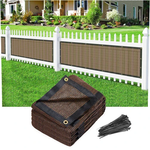 Heyroll Privacy Fence Screen, 3'x16' Balcony Privacy Screen, Fence Covering Privacy Outdoor for Patio/Yard/Balcony/Sun/Windy Area, 160 GSM Shade Cloth Netting Mesh with Grommets Cable Zip Ties, Brown