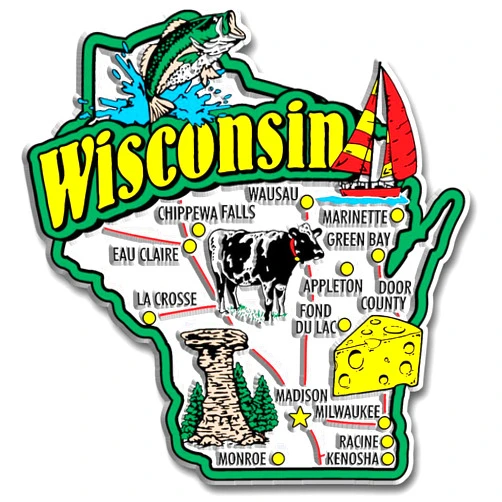 Classic Magnets Wisconsin Jumbo State Magnet by Classic Magnets, 3.4