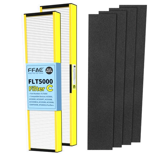 FFAC FLT5000 Filter-C True HEPA Replacement Filter for Guardian AC5000E AC5000 Air Purifier Compatible with AC5250PT, AC5350B, AC5350W, AC5350BCA, AC5300B Air Cleaner, 2 Pack HEPA + 4 Pre-Filters