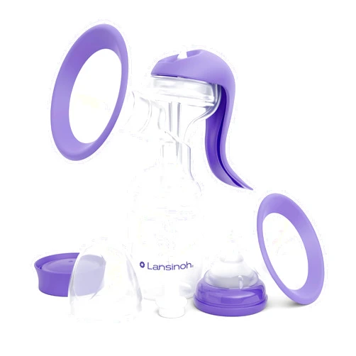 Lansinoh Manual Breast Pump, Hand Pump with Comfortable Flange for Breastfeeding Essentials, Includes Baby Bottle for Feeding, 5oz