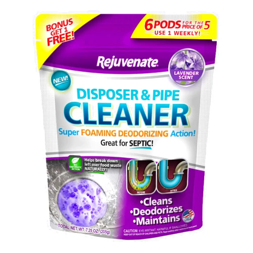 Rejuvenate Garbage Disposal and Drain Pipe Cleaner Powerful Foaming Action and Removes Garbage Disposal Smells 6 Unit Pack Lavender Scent