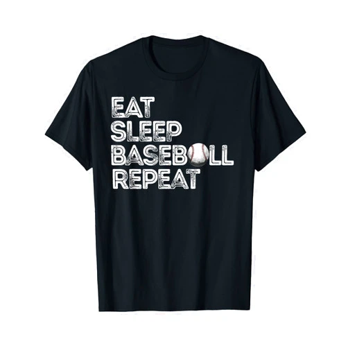 Dibble Dabble Designs Baseball and Softball Funny Baseball Player Eat Sleep Baseball Repeat Baseball T-Shirt
