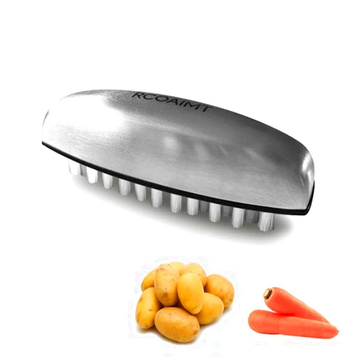 RCOAIMT Stainless Steel Cleaning Brush, Scrubber,Cleaner with Stainless Steel Handle, for Potato,Carrot, Fruit and Vegetables(1 Pack)