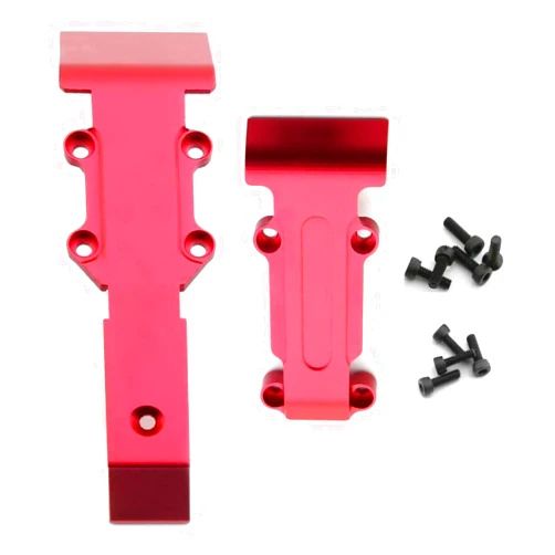 AFDHGS Aluminum Skid Plate Upgrade for Traxxas 1/16 RC Cars - E-REVO & Mini Slash - CNC-Machined Hop-Up Set (Red)