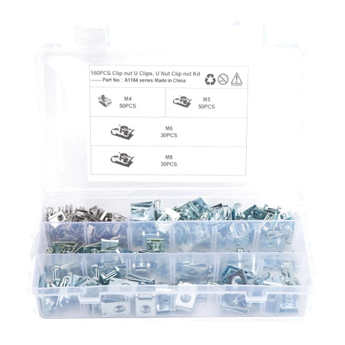 Aramox U Type Nut Clip 304 Stainless Steel Fastener 160Pcs U‑Clips Chimney Nut for Motorcycle Car M4 M5 M6 M8