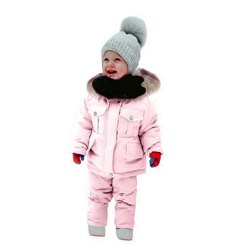 AMIMOJY Baby Kids Girls Boys Winter Thick Warm Hooded Down Coat Down Paraks Jumpsuit Playsuit Pants Snowsuit Set Snow