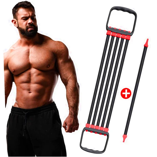 MKHS Chest Expander for Chest Arm Legs Shoulder Back Muscles Training, Chest Exerciser for Men with 5 Removable Ropes, Fitness Training Set for Pilates Push Ups Full Body Home Gym Workout Band