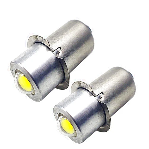 Ruiandsion 2pcs P13.5S LED Upgrade Flashlights Bulb DC 3-18V for Torch Light Flashlight, White 6000K, Negative earth (White)