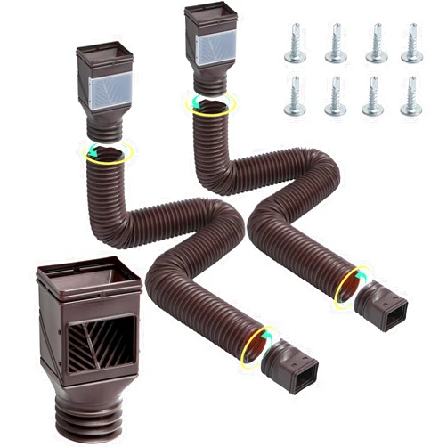VEVOR HC3003G2 Rain 2-Pack Flexible Downspout, Spout Drain Extendable from 22