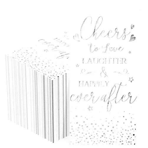 Pasimy 100 Pieces Bridal Shower Napkins Cheers to Love Laughter and Happily Ever After Disposable Decorative Wedding Paper Dinner Napkins for Banquet Engagement Party Decoration Supplies (Silver)