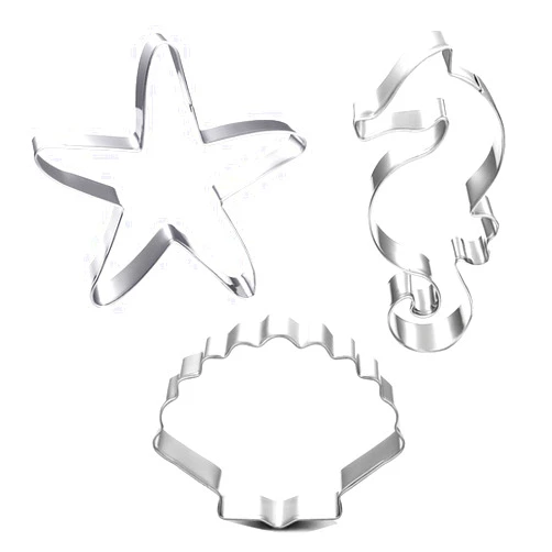 Winrase® Set of 3 DIY Stainless Steel Starfish Hippocampus Shell Shape Cookie Cutter Fondant Cutter