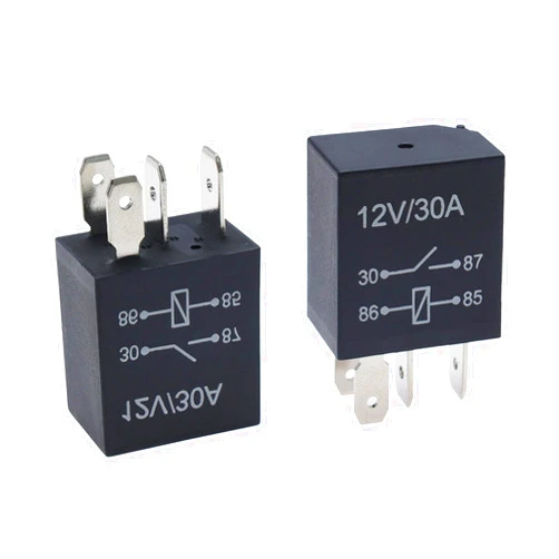 GKmow 2 PCS Four-pin Automotive Relay, DC 12V 30A Flame-Retardant Housing Waterproof Starting Relay, Multi-Functional Motor Replacement Accessory, Fit for Most Models (Black)