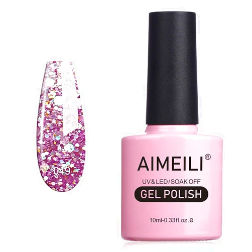AIMEILI Soak Off U V LED Gel Nail Polish - Princess Glitter (049) 10ml