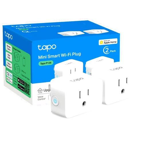 Tapo TP-Link Tapo Apple HomeKit Smart Plug Mini, Compact Design, 15A/1800W Max, Super Easy Setup, Works with Siri, Alexa & Google Home, UL Certified, 2.4G Wi-Fi Only, White, Tapo P125(2-Pack)