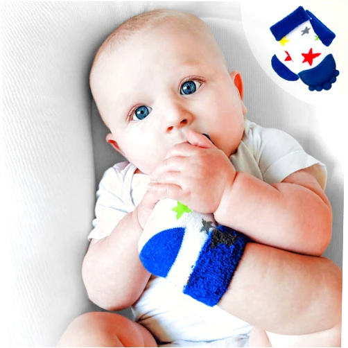 Nuby Soothing Teether Sock, Blue Stars, 5