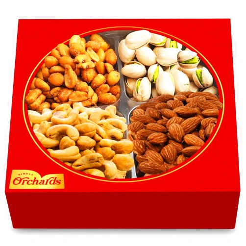 Simple Orchards Nuts Gift Basket - Basket of Cravings Gourmet Nuts Collection, Premium Mixed Nuts Gift Box, 4 Sectional.