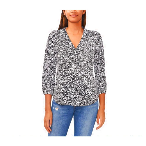 Vince Camuto 3/4 Sleeve V-Neck Rumple Blouse