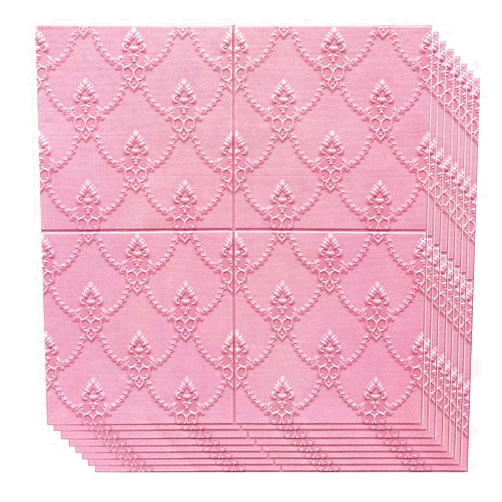 WAING 10 Pack 3D Brick Wall Panels Self Adhesive, Removable Wallpaper Waterproof PE Foam, for Bedroom/Living Room/Kitchen/TV Wall and Home Decoration,Pink,70x70cm