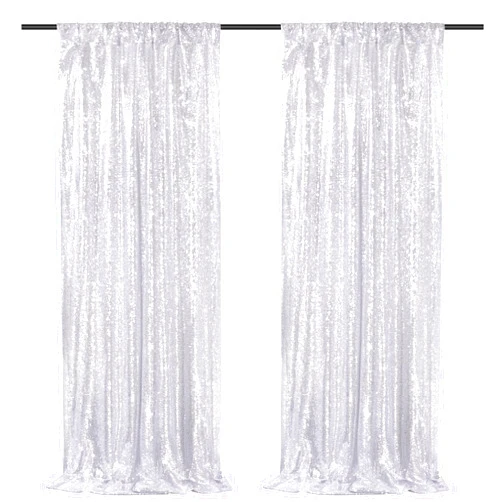 SoarDream Silver Backdrop Curtains 2 Pieces 2FTx8FT Sequin Backdrop Decor for Party Wedding Christmas Background