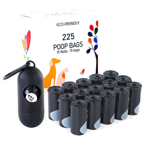 SuperBuddy Extra Thick Leak-proof Dog Waste Bag, Easy To Open And Tear Resistant, Odorless Dog Poop Bag, Cat Poop Bag, Black Pet Trash Bag with Dispenser,225 Bags
