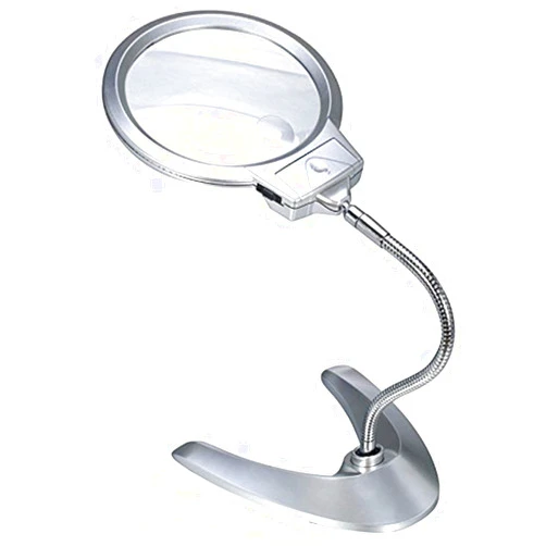 SINFU Daylight Magnifying Lamp Rechargeable with Metal Clamp - Illuminated Optical Glass Magnifier Lens with 3 Adjustable Light Settings & Detachable Aluminum Handle