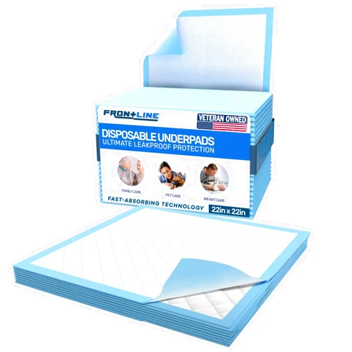 FRONTLINE Disposable Pee Pads 22'' X 22'' Ultra Absorbing Premium Heavy Duty Leakproof Underpads Puppy Essentials Pet Potty Training Wee Wee Pads Waterproof Protection for Dogs, Cats, Baby