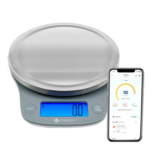 Etekcity Nutrition Smart Food Kitchen Scale, Digital Ounces and Grams for Cooking, Baking, Meal Prep, Dieting, and Weight Loss, 11 Pounds-Bluetooth, 304 Stainless Steel