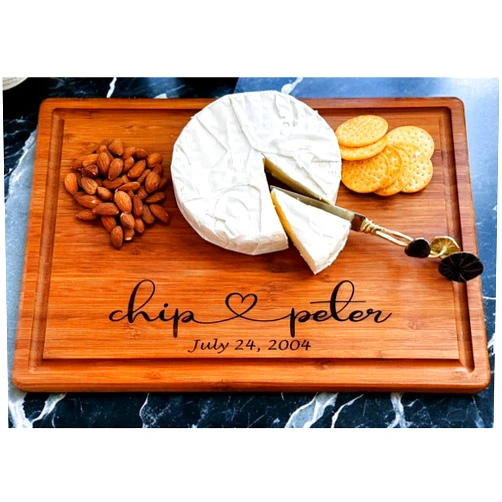Taniri Handmade Personalized Cutting Board - Natural Bamboo Engraved Charcuterie Boards - Best Present for Wedding, Bridal Shower, Engagement, Birthday - Custom Engraved Chopping Block (Personalized)