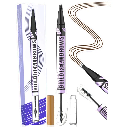 iMethod Eyebrow Pen and Eyebrow Gel - Eyebrow Pencils for Women with 4-Fork-Tip & Brow Gel Clear, Magical 2-in-1 Dual-Ended Brow Pen for Fuller-Looking Defined Brows, Stay All Day, Dark Brown