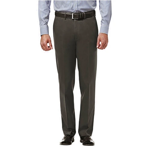 Haggar Men's Premium No Iron Khaki Straight Fit Flat Front Casual Pant