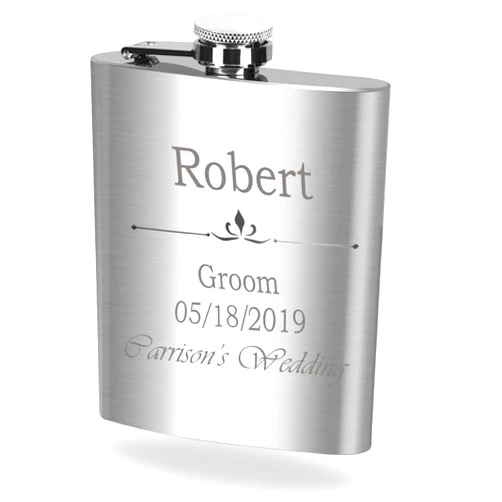 Flasks.com Top Shelf Stainless Steel Wedding Hip Flask 6Oz | Custom Engraving Personalized Name Bachelorette Party Favors Flask | Leak Proof Screw-On Cap | Groomsmen Gifts